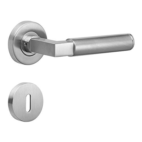 ck-tuerbeschlaege Drückergarnitur Bauhaus | Klasse 4 zertifiziert | V2A Edelstahl matt | nach Gropius & Meyer 1922/1923 (BB (Buntbart)) von ck-tuerbeschlaege