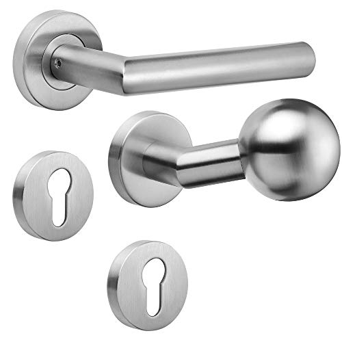 Drückergarnitur New Orleans | Gebrauchskategorie 4 gem. DIN EN 1906 | V2A Edelstahl matt | WE DIN R gekr. Kugel von ck-tuerbeschlaege