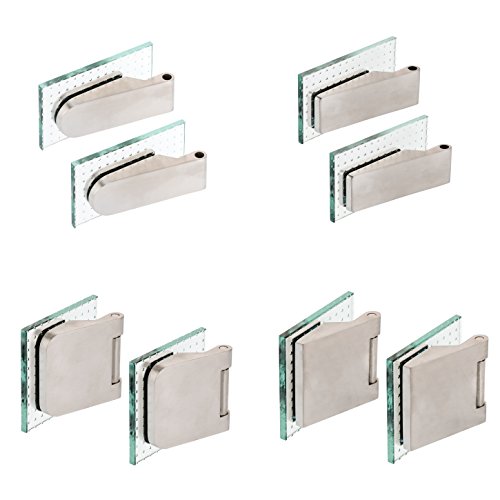 Glastürband Paar Edelstahl matt Glastürbeschlag Officebohrung Glastürbänder Glastürscharnier (3-TLG. Bänder eckig - Edelstahl) von ck-tuerbeschlaege