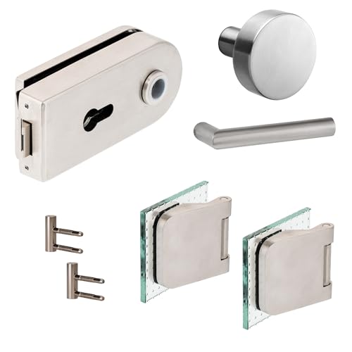 Glastürbeschlag "D" Set PZ | Knauf ohne Funktion | V2A Edelstahl matt | inkl. Officebändern + RT | metallische Innenmechanik | New Orleans von ck-türbeschläge