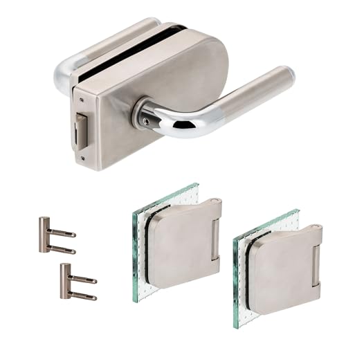 Glastürbeschlag "D" Set UV | V2A Edelstahl matt | inkl. Officebändern + RT | metallische Innenmechanik | Angel von ck-türbeschläge