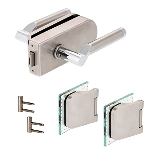 Glastürbeschlag "D" Set UV | V2A Edelstahl matt | inkl. Officebändern + RT | metallische Innenmechanik | Lightning von ck-türbeschläge
