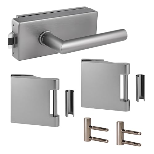 Glastürbeschlag "Q" Set UV | inkl. Officebändern + RT | Erdgrau Elektrophoresebeschichtung | metallische Innenmechanik | New Orleans von ck-türbeschläge