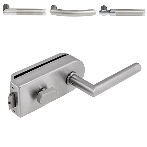 Glastürschloss "D" WC | integrierter Knauf | V2a Edelstahl matt | ohne Bänder (Drücker: Core) von ck-türbeschläge