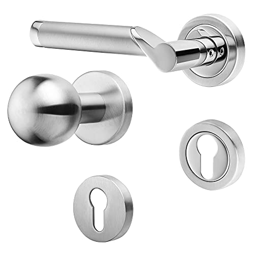 Hochwertige Bicolor Rosettengarnitur Lightning (WE mit Rundknauf - DIN Links) von ck-tuerbeschlaege