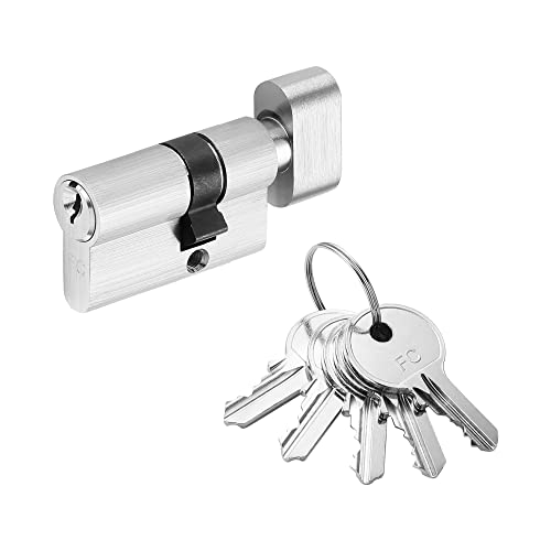 Knaufzylinder inkl. 5 Schlüssel | Edelstahloptik | Für Glastürschlösser (15K/25 (einwärts)) von ck-türbeschläge