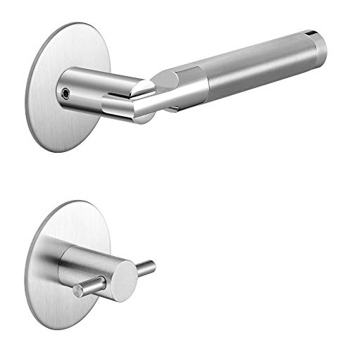 ck-türbeschläge Drückergarnitur Blues | 2 mm Klebe-Flachrosetten | V2A Edelstahl matt (WC/Bad) von ck-türbeschläge