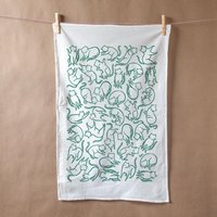 Mehlsack Geschirrtuch Mit Floating Cats Siebdruck von clairemanning