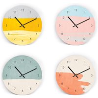 Abstrakte Wanduhren Im Brush Style - 3 Größen Pinselstrich Malerei Schöne Farben 4 Varianten Ziffernblatt Wählbar Uhrwerk Leise von clauspeter