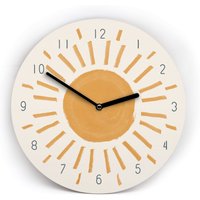 Beige Boho Wanduhr - Sun Sonnige Natürliche Gemütliche Deko Im Pinsel Stil 3 Verschiedene Größen Mit Und Ohne Zahlen Uhrwerk Leise von clauspeter