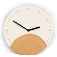 Braun Beige Boho Color Wanduhr - Moon Deko Im Natürlichen Stil Pinsel Optik 3 Verschiedene Größen Mit Und Ohne Zahlen Uhrwerk Leise von clauspeter