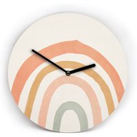 Creme Beige Boho Wanduhr - Rainbow Natürlich Gemütliche Deko Pinsel Stil 3 Verschiedene Größen Mit Und Ohne Zahlen Uhrwerk Leise von clauspeter