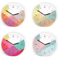 Farbenfrohe Wanduhr Mit Und Ohne Striche Zahlen - Overlay Design 4 Muster Zur Auswahl 3 Größen Mini Bis Groß Leises Uhrwerk von clauspeter
