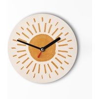 Kleine Wanduhr 15 cm - Sun Braun Beige Boho Color Süße Deko Im Natürlichen Stil Pinsel Optik Uhrwerk Leise Handgemacht von clauspeter