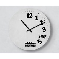 Lustige Wanduhr - Mir Doch Egal Verrückte Uhr Auf Die Zeit Pfeifen 3 Größen Auswählbar Ungewöhnliches Kreatives Ziffernblatt Grau von clauspeter