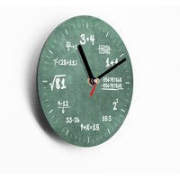 Mini Wanduhr 15 cm - Mathe Uhr Mit Rechnungen Tafelgrün Für Schüler Innen Und Lehrer Witzige Handmade von clauspeter