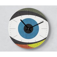 Moderne Wanduhr El Ojo | Blaues Auge 30 cm Eyecatcher Uhr Leise Handmade Designuhr Auswahl Ziffernblatt Cooles Muster Optik von clauspeter