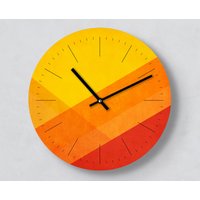 Moderne Wanduhr | Sun Layer 30 cm Mit Und Ohne Ziffernblatt Striche/Zahlen Leise Handmade Sonnige Farben Schönes Muster Art von clauspeter