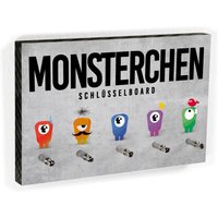 Schlüsselbrett Monsterchen | Auf Jeden Schlüssel Passt Ein Monster Auf- Illu Design - 5 Haken Handmade von clauspeter
