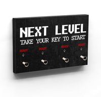 Schlüsselbrett Next Level - Das Leben Ist Ein Spiel Gamer Design 4 -5 Haken Handmade von clauspeter