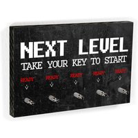 Schlüsselbrett Next Level | Das Leben Ist Ein Spiel - Gamer Design 5 Haken Handmade von clauspeter
