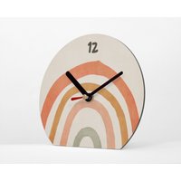 Tischuhr - Regenbogen Boho Stil Farben Erdtöne Warm Und Gemütlich Uhr Zum Hinstellen Leises Uhrwerk Modernes Design 15cm von clauspeter
