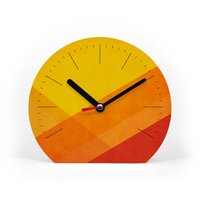 Tischuhr in Kräftigen Warmen Farben - Orange Layers Gelb Rot Striche Optional Schön Sonnig Leises Uhrwerk Positive Laune von clauspeter