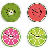 Wanduhr Frucht - Melone Kiwi Limette Grapefruit Sommerliche Deko Mit Strichen 3 Größen Mini Bis Groß Küchenuhr Leises Uhrwerk von clauspeter