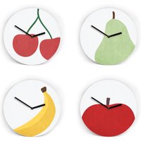 Wanduhr Im Obst Illu Style - 3 Größen Frisch Und Fruchtig Apfel Banane Kirsche Birne Zahlen & Striche Uhrwerk Leise von clauspeter