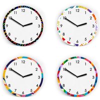 Wanduhr Mit Bunter Bordüre - Mit Und Ohne Striche Zahlen Verschiedene Farbenfrohe Muster 3 Größen Leises Uhrwerk Wanduhr Mit Bunter Bordüre - Mit Und Ohne Striche Zahlen Verschiedene Farbenfrohe Muster 3 Größen Leises Uhrwerk von clauspeter