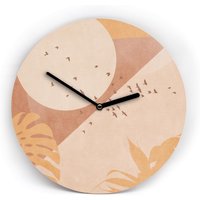 Wanduhr Moonland Illustration - Geometric Design Landschaft 3 Größen 4 Stile Ziffernblatt Wählbar Uhrwerk Leise von clauspeter