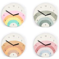 Wanduhr Rainbow - Mit Und Ohne Striche Zahlen Verschiedene Farbenfrohe Regenbogen 3 Größen Leises Uhrwerk von clauspeter