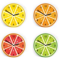 Wanduhr Zitrus - Orange Limette Zitrone Blutorange Fruchtuhr Mit Klaren Zahlen 3 Größen Mini Bis Groß Küchenuhr Leises Uhrwerk von clauspeter