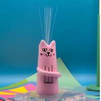 Pinke Kleine Vase Für Schnurrhaare/Handgeformt Und Handbemalt Pinke Katze Schreibtischbegleiter Kawaii Art Süß von clayousomuch