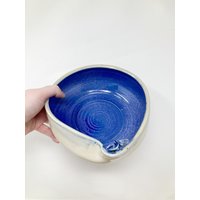 Blaue Schale Keramik, Handgemachte Keramikschale, Holzbefeuerte Servierschale, Keramikschale Handgefertigt, Blau von claypio