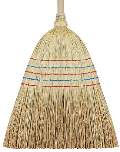 cleanling 128010 Reisstrohbesen, Gross, Länge 146cm, Breite 30cm, Strohbesen Natur, extra voll (Reisstroh - 5 Naht, 146x30x7,5cm; 2 Stück) von cleanling