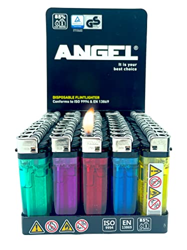 Clearfee 200 Stück transparent Einwegfeuerzeuge, Reibradfeuerzeuge, Einweg Feuerzeug, bunt in 5 Farben Einwegfeuerzueg von CLEARFEE