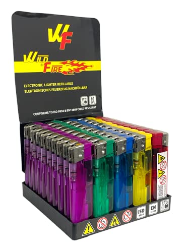 Clearfee Elektronik Feuerzeug nachfüllbar, Bunt, Transparent Feuerzeug, Lighter (100 Stück) von CLEARFEE