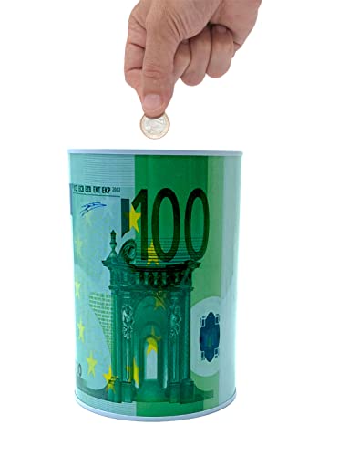 Clearfee Spardose 100€ Banknote Design aus robustem Blech, Sparbüchse Geldspardose (Gr: M - 100€ Banknote) von CLEARFEE