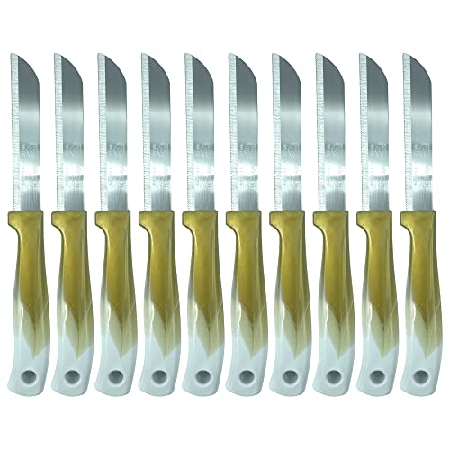 CLEARFEE Solingen Obsmesser Schälmesser Made in Germany aus Edelstahl Gemüsemesser Allzweckmesser Allesschneider sehr scharf Messer-Set (gold-weiß, 10) von CLEARFEE