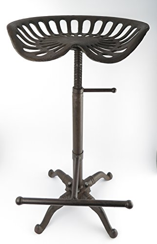 clever-deko Barhocker mit Traktorsitz Traktorensitz Traktorenstuhl Traktorstuhl Gusseisen Trecker Oldtimer LPG höhenverstellbar Vintag Barstuhl Metall Eisenhocker Stabil unzerstörbar Bauernstuhle von Clever-Deko