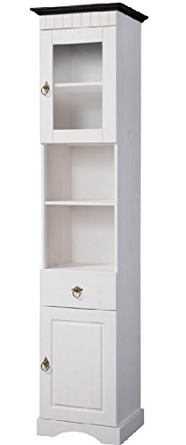 clever-moebel Hochschrank aus Kiefernholz weiß/braun, Badschrank, Badmöbel von clever-moebel