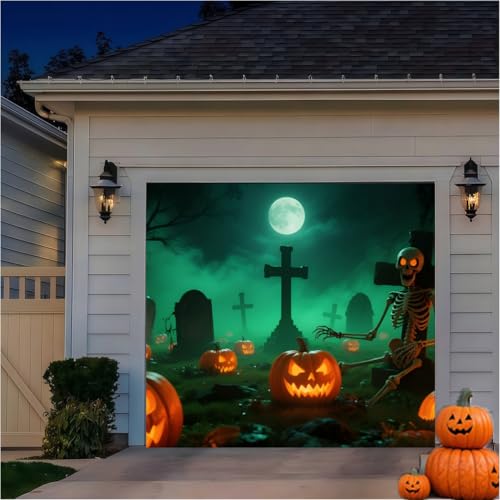 clhjinruoliu Halloween -Dekoration für Garage - gruselige Wandkunst, Vogelscheuche, Kürbis, Geister - Dekoration im Freien/Innenräumen - Einfach mit Metall Ösen zu installieren,Graveyard,8 * 7ft clhjinruoliu Halloween -Dekoration für Garage - gruselige Wandkunst, Vogelscheuche, Kürbis, Geister - Dekoration im Freien/Innenräumen - Einfach mit Metall Ösen zu installieren,Graveyard,8 * 7ft von clhjinruoliu