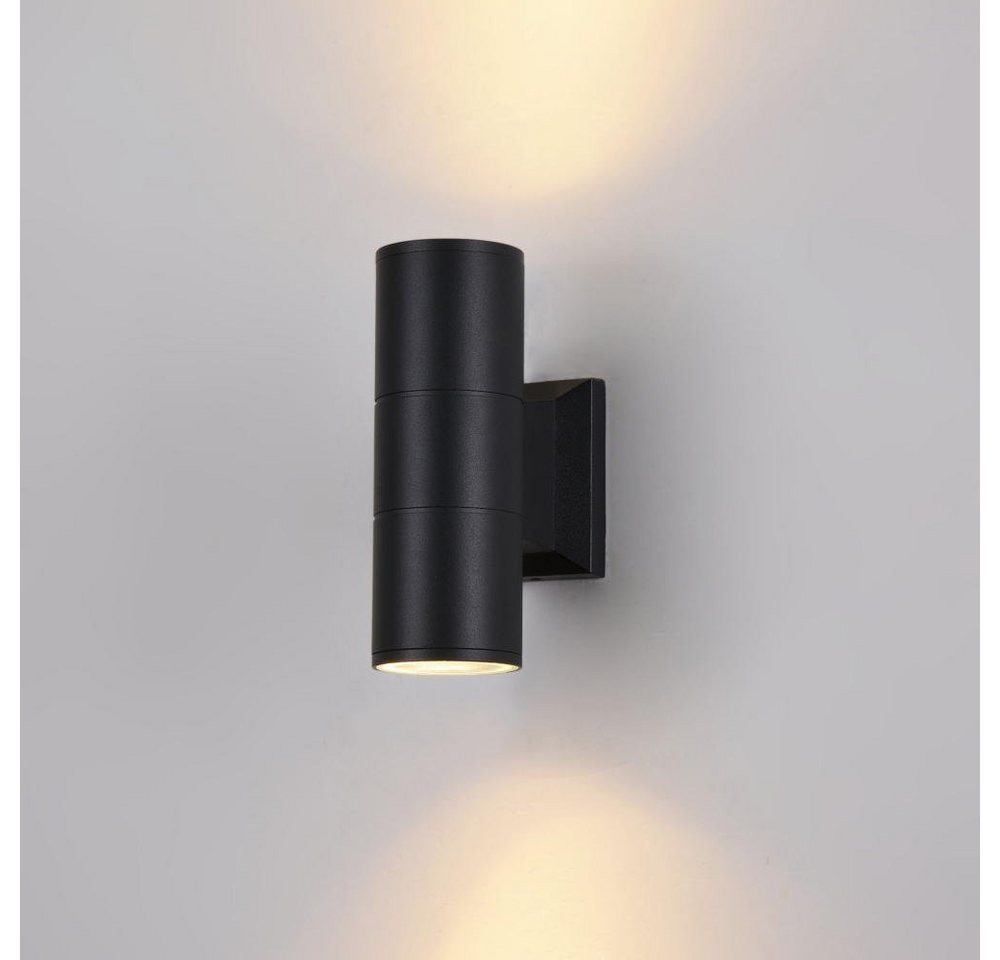 click-licht Deckenleuchte Wandleuchte Bowery in Schwarz GU10 2-flammig IP54, keine Angabe, Leuchtmittel enthalten: Nein, warmweiss, Aussenlampe, Aussenwandleuchte, Outdoor-Leuchte von click-licht