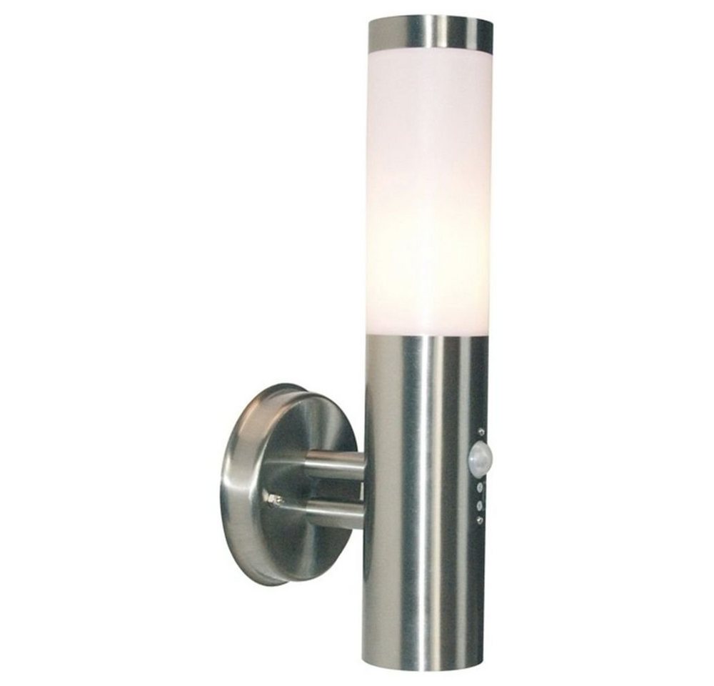 click-licht Gartenleuchte Wandaufbauleuchte Nova II in Silber und Weiß E27 IP44, keine Angabe, Leuchtmittel enthalten: Nein, warmweiss, Aussenlampe mit Bewegungsmelder, Sensorleuchte von click-licht