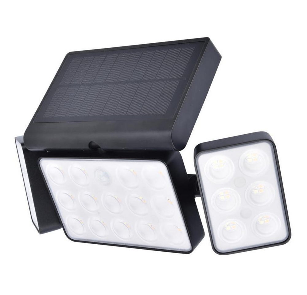 click-licht LED Solarleuchte Smarte LED Solar Wandleuchte Tuda in Schwarz 3x 4,3W 1500lm IP44 mit, keine Angabe, Leuchtmittel enthalten: Ja, fest verbaut, LED, warmweiss, Solarleuchten von click-licht