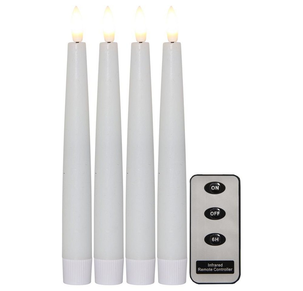 click-licht Tischleuchte LED Wachskerzen 4er Set Flamme in Weiß mit Fernbedienung 200x21mm, keine Angabe, Leuchtmittel enthalten: Ja, fest verbaut, LED, warmweiss, LED Kerzen von click-licht