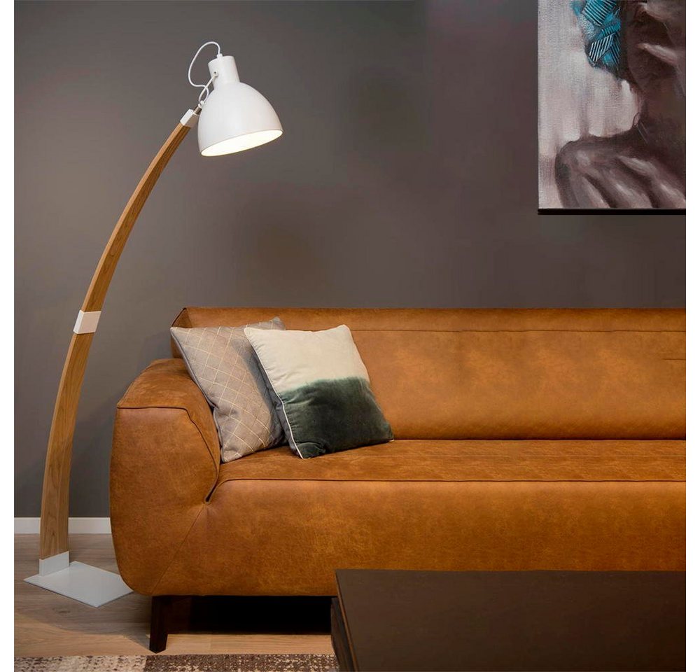 click-licht Stehlampe Stehleuchte Curf aus Holz und Metall in natur und weiß, E27, keine Angabe, Leuchtmittel enthalten: Nein, warmweiss, Stehlampe, Standlampe von click-licht
