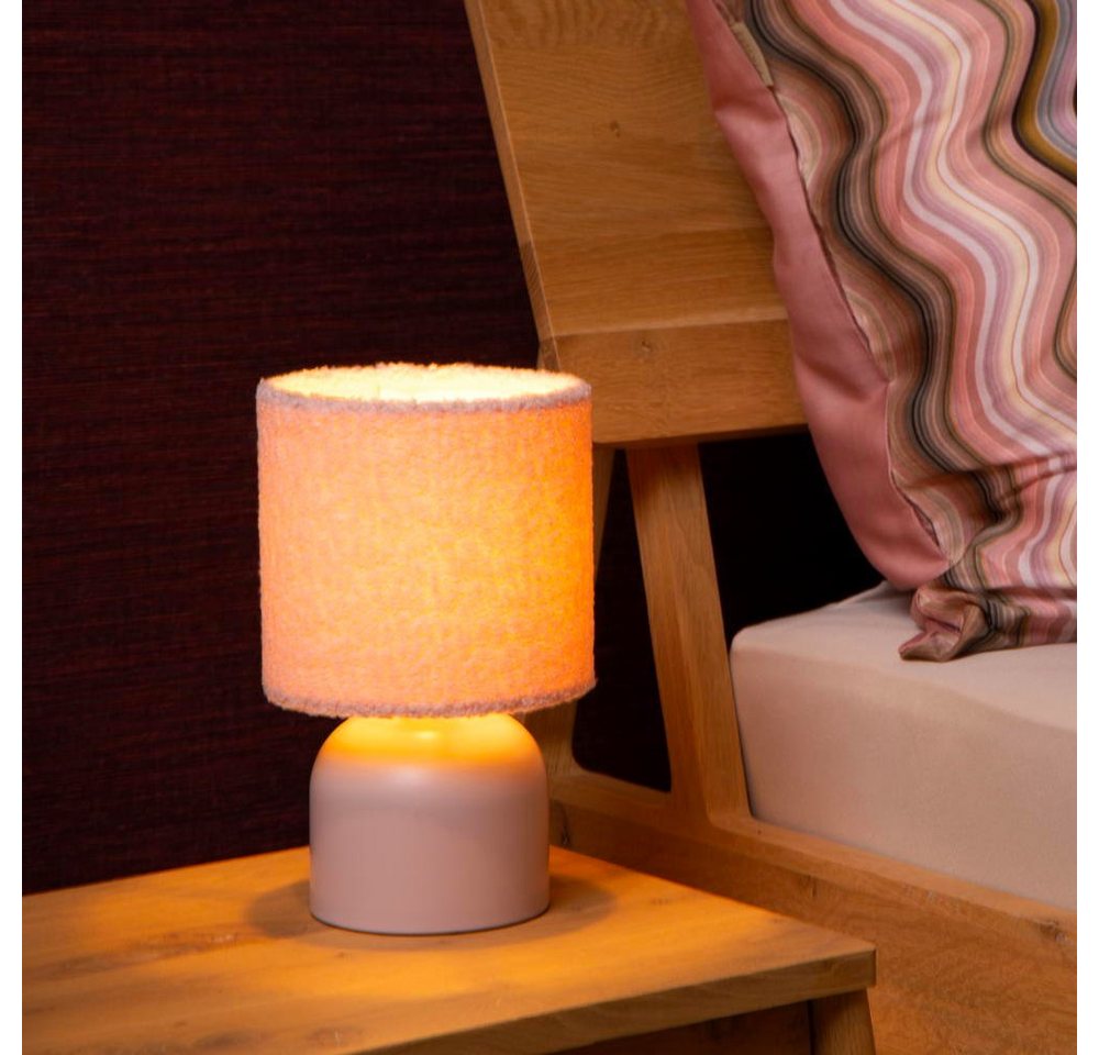 click-licht Tischleuchte Tischleuchte Woolly in Rosa und Schwarz E14, keine Angabe, Leuchtmittel enthalten: Nein, warmweiss, Tischleuchte, Nachttischlampe, Tischlampe von click-licht