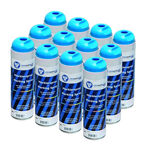 Markierungsspray leuchtend blau clickandtools® 12'er Pack mit Spezialsprühkopf, schnell trocknend von clickandtools your goal is our passion... GERMANY